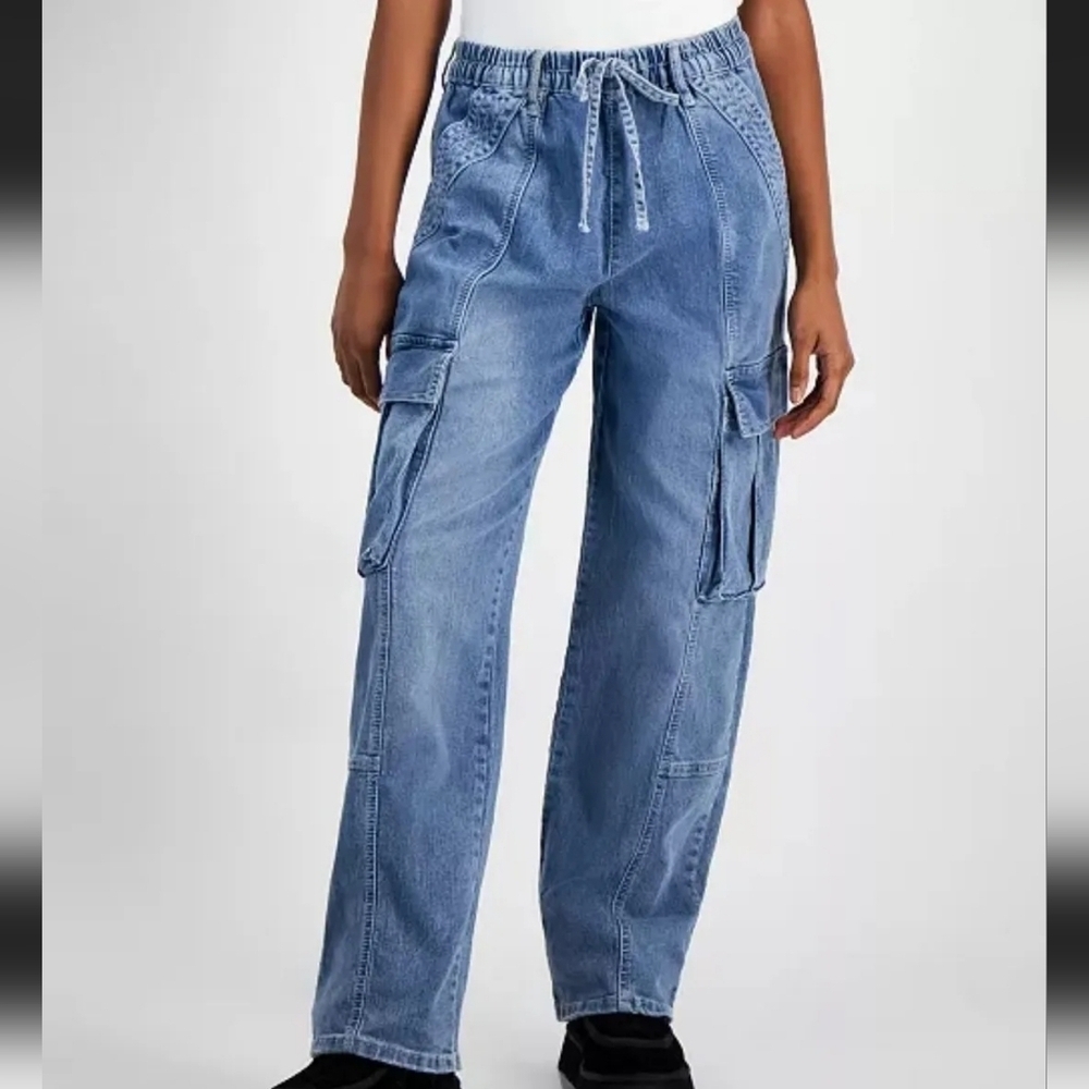 Madden NYC Wide Leg Cargo Drawstring Waist Skater Jeans Size XL - Picture 14 of 14